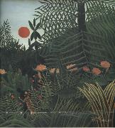 Henri Rousseau Negro Attacked by a jaguar oil painting